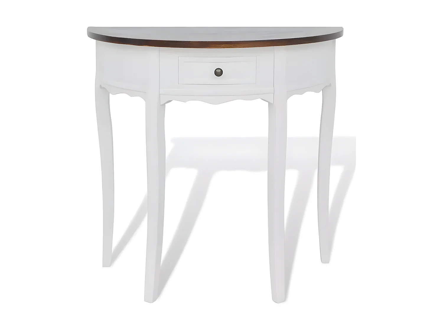 Console 1 tiroir bois foncé et pin massif blanc Karmen