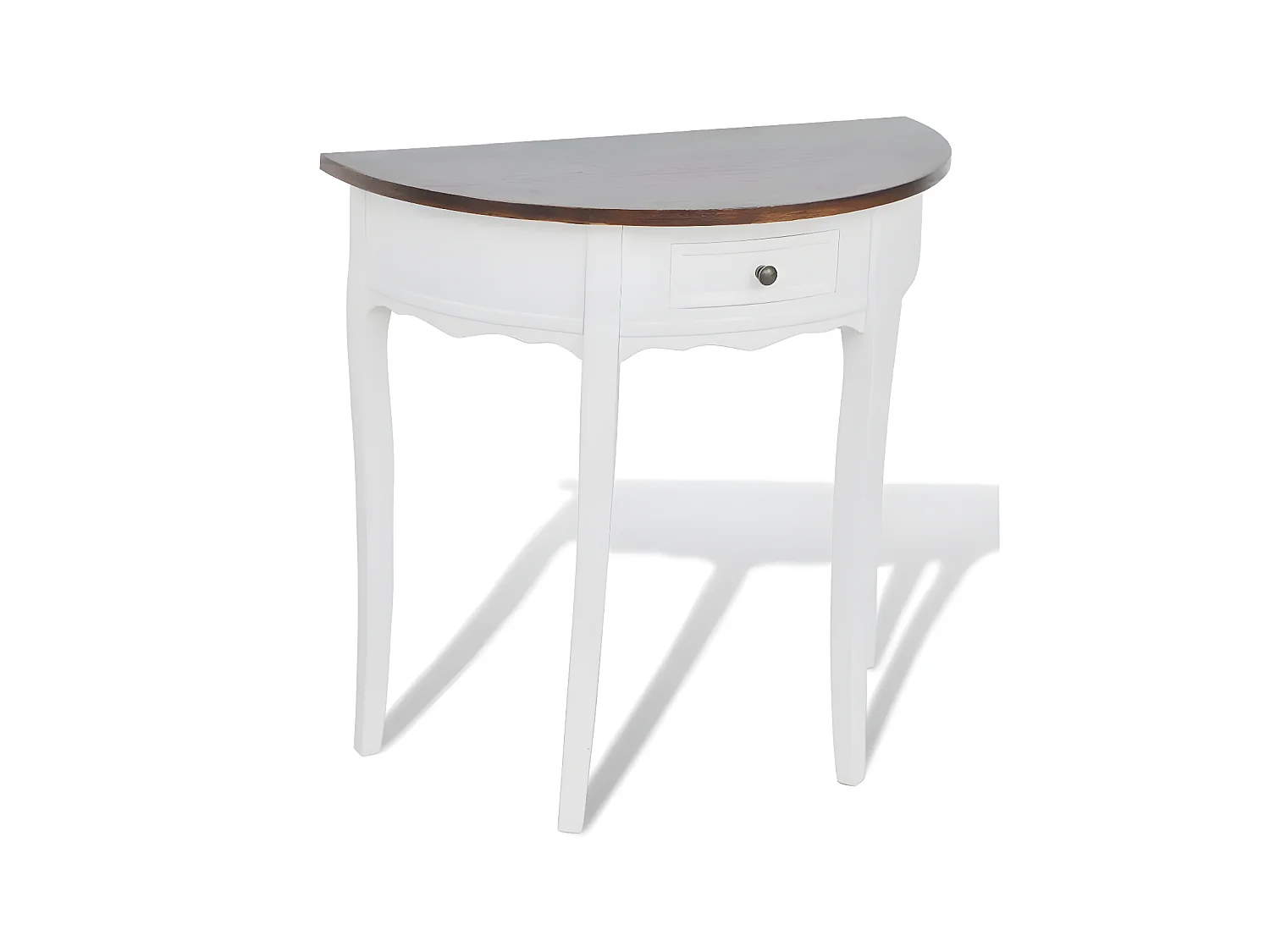 Console 1 tiroir bois foncé et pin massif blanc Karmen