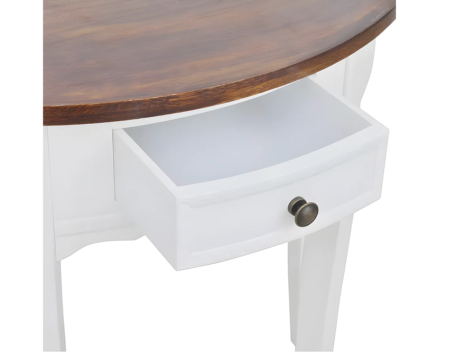 Console 1 tiroir bois foncé et pin massif blanc Karmen