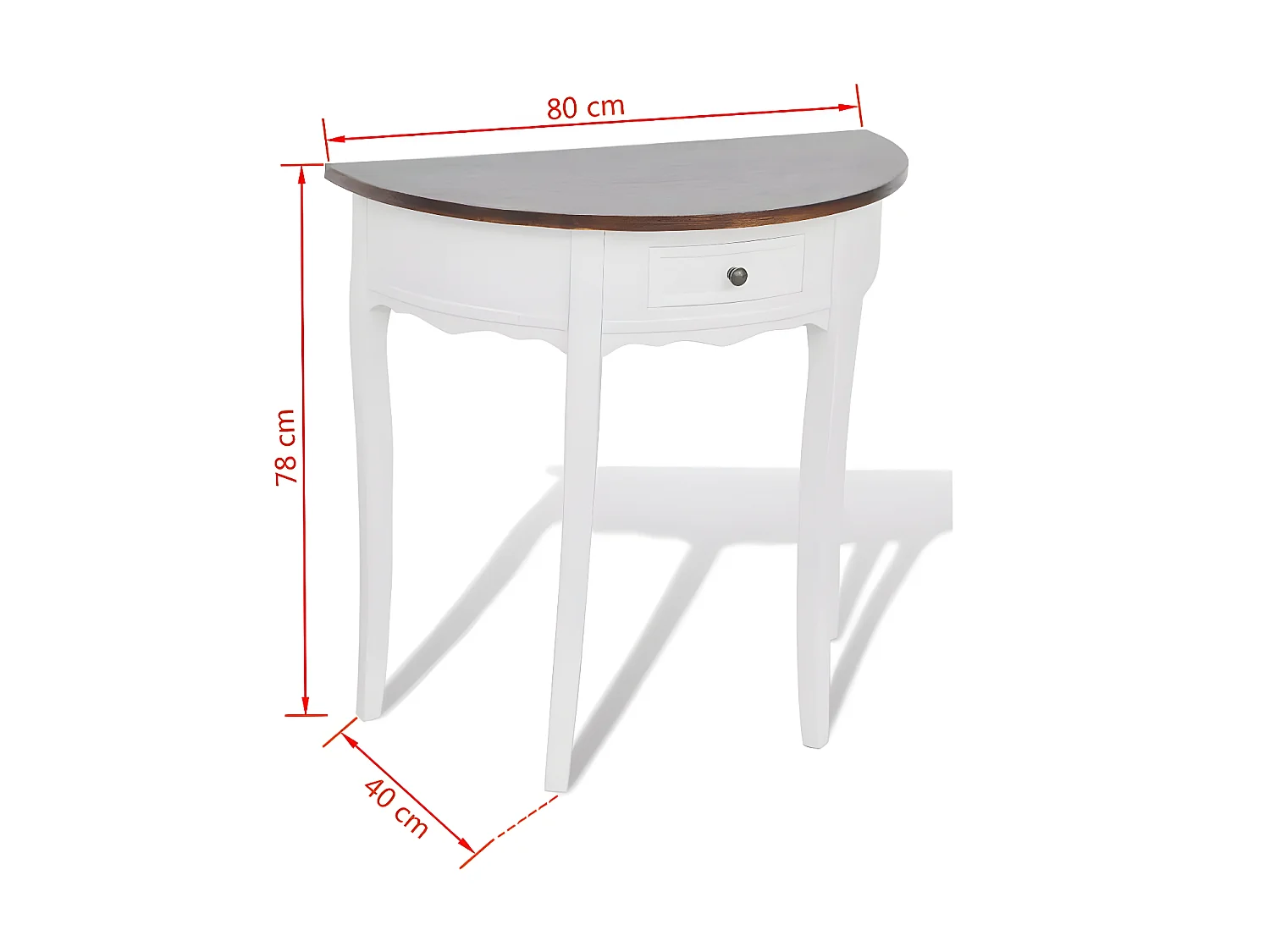 Console 1 tiroir bois foncé et pin massif blanc Karmen