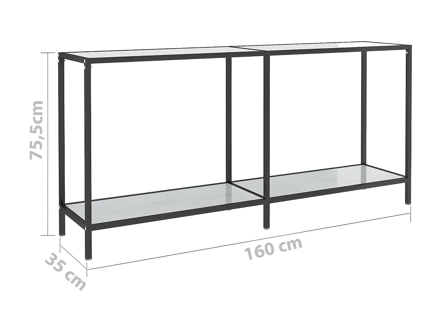 Table console Blanc 160x35x75,5 Verre trempé