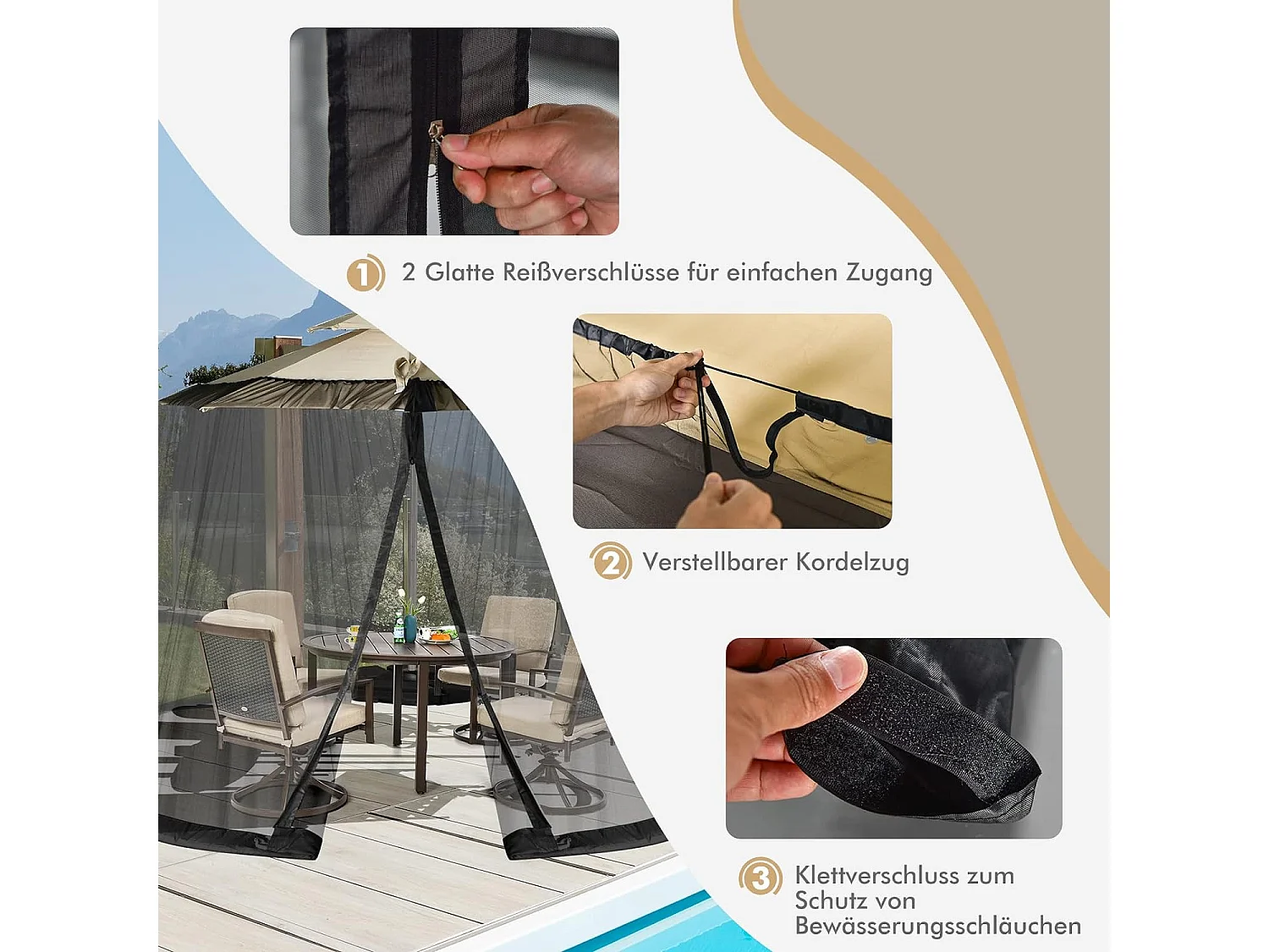 verstellbares Moskitonetz mit 2 Türen