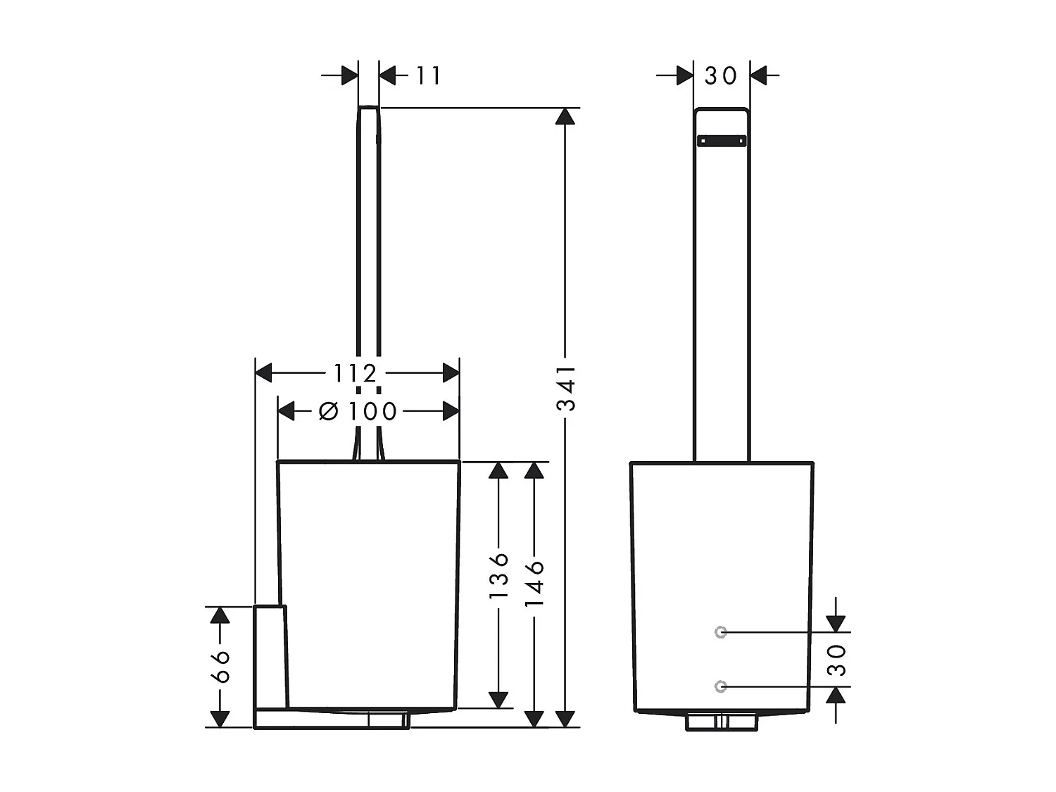 HANSGROHE Porte-brosse HANSGROHE WC pour montage mural noir mat