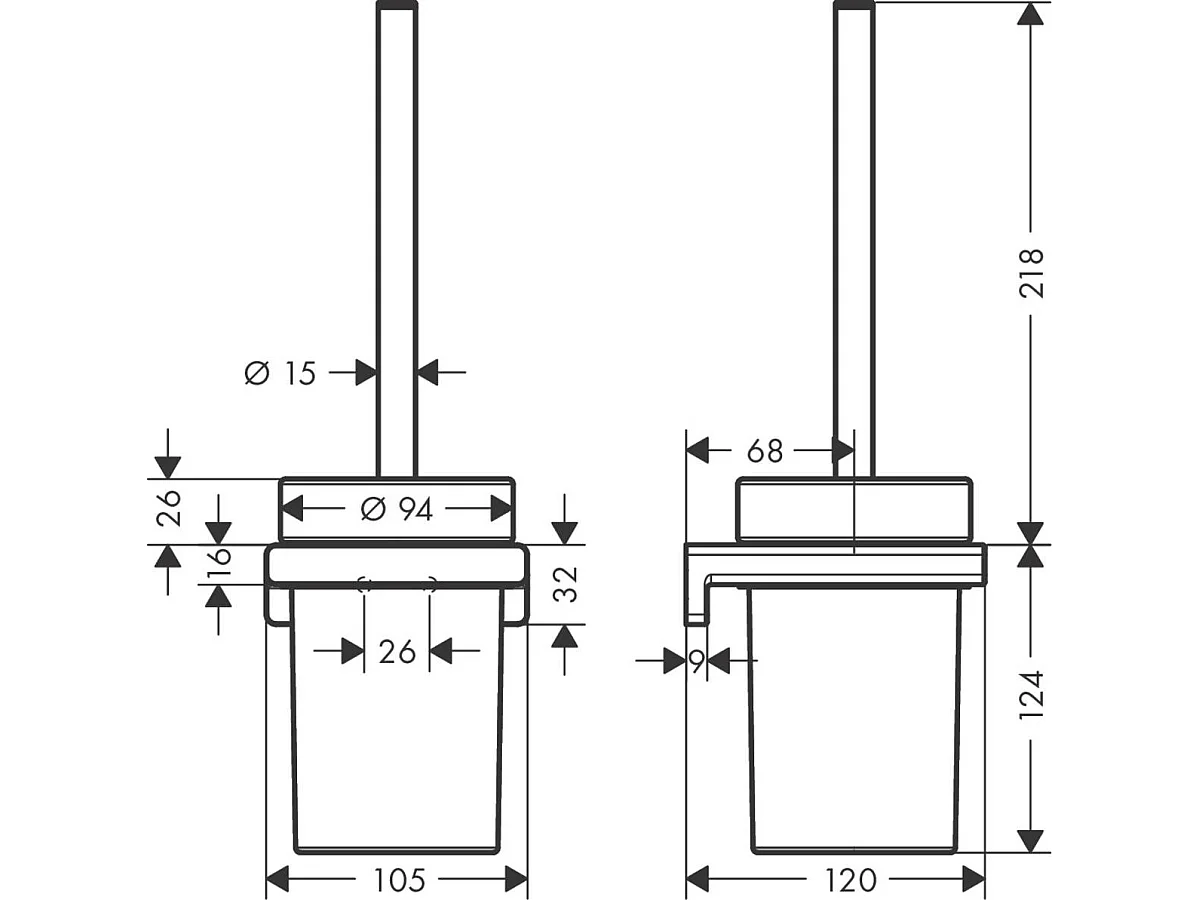 HANSGROHE Porte-brosse HANSGROHE WC mural aspect doré poli