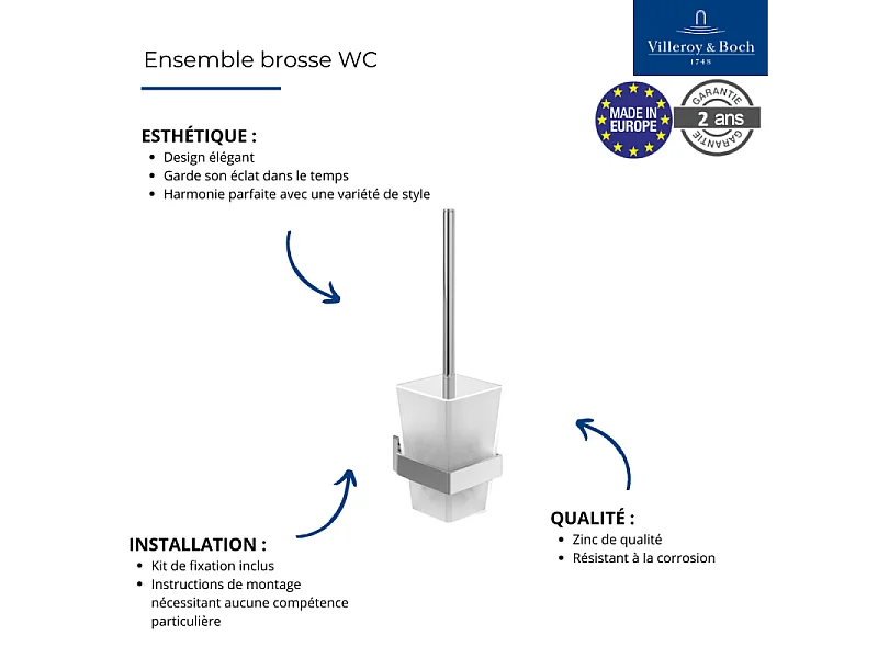 Ensemble brosse WC VILLEROY ET BOCH Elements - Striking Noir Mat