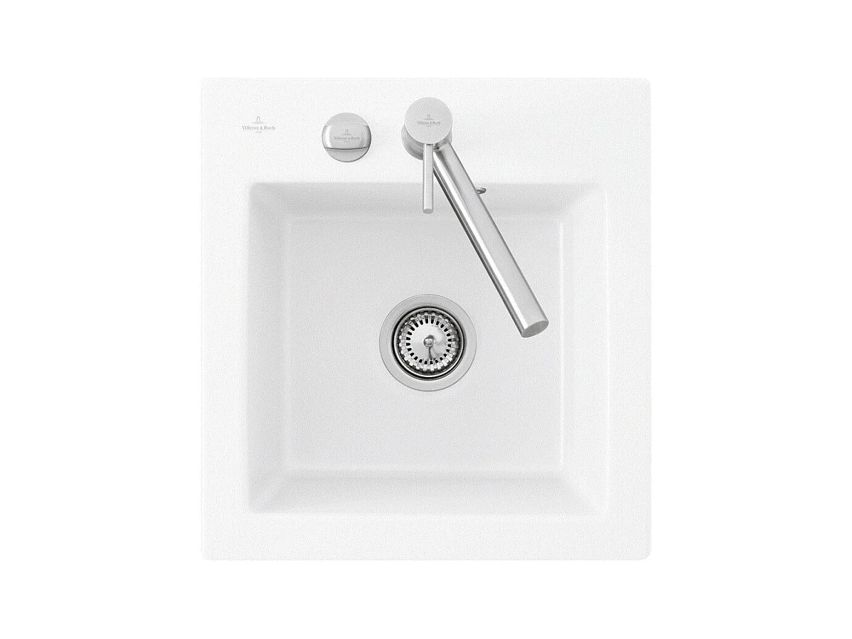 Evier 1 bac sans egouttoir VILLEROY ET BOCH Subway Pure XS 47,5 x 51 cm Blanc vidage automatique inclus
