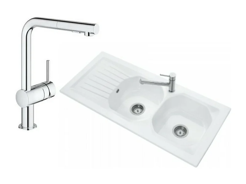 Evier VILLEROY ET BOCH Nestor Plus + Robinet cuisine GROHE Minta