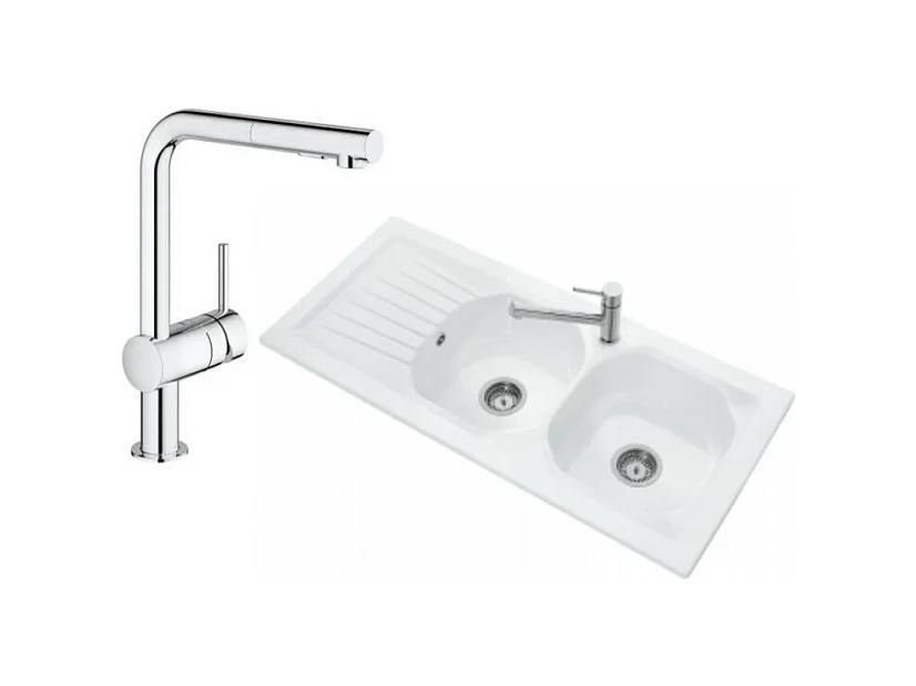 Evier VILLEROY ET BOCH Nestor Plus + Robinet cuisine GROHE Minta