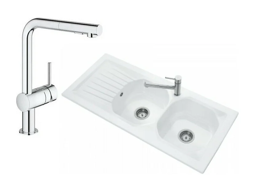 Evier VILLEROY ET BOCH Nestor Plus + Robinet cuisine GROHE Minta