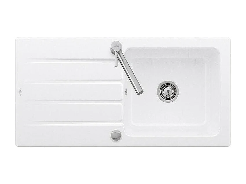 Evier 1 bac 100 x 51 cm VILLEROY ET BOCH Architectura 60 Blanc + Robinet cuisine GROHE Bauloop