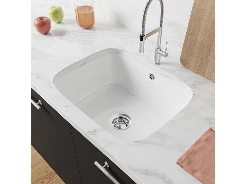 Evier 1 bac VILLEROY ET BOCH Cisterna 60C Blanc CeramicPlus avec vidage manuel