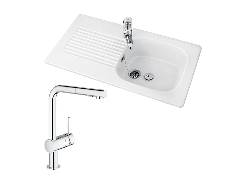 Evier VILLEROY ET BOCH Tudor + Robinet cuisine GROHE Minta