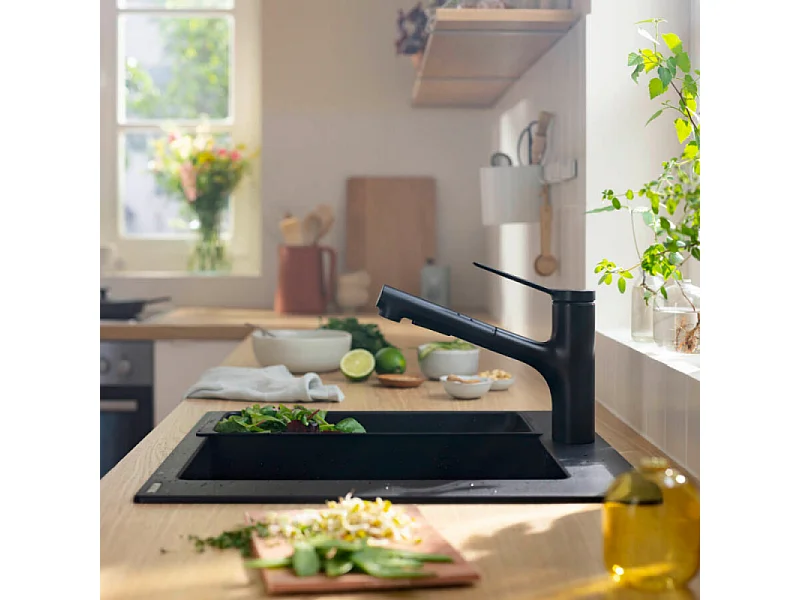 Evier à encastrer 1 bac HANSGROHE S51 450 sans vidage noir graphite