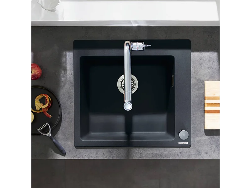 Evier à encastrer 1 bac HANSGROHE S51 450 sans vidage noir graphite