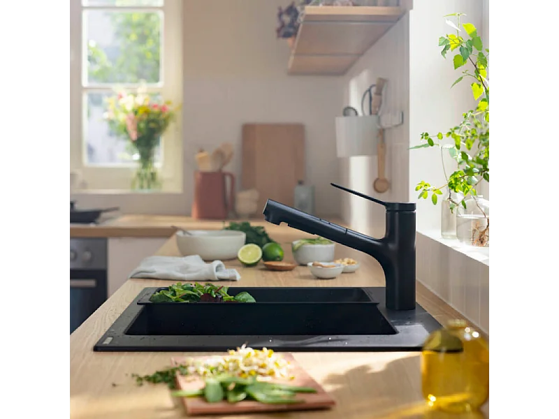 Evier à encastrer 1 bac HANSGROHE S51 450 sans vidage noir graphite