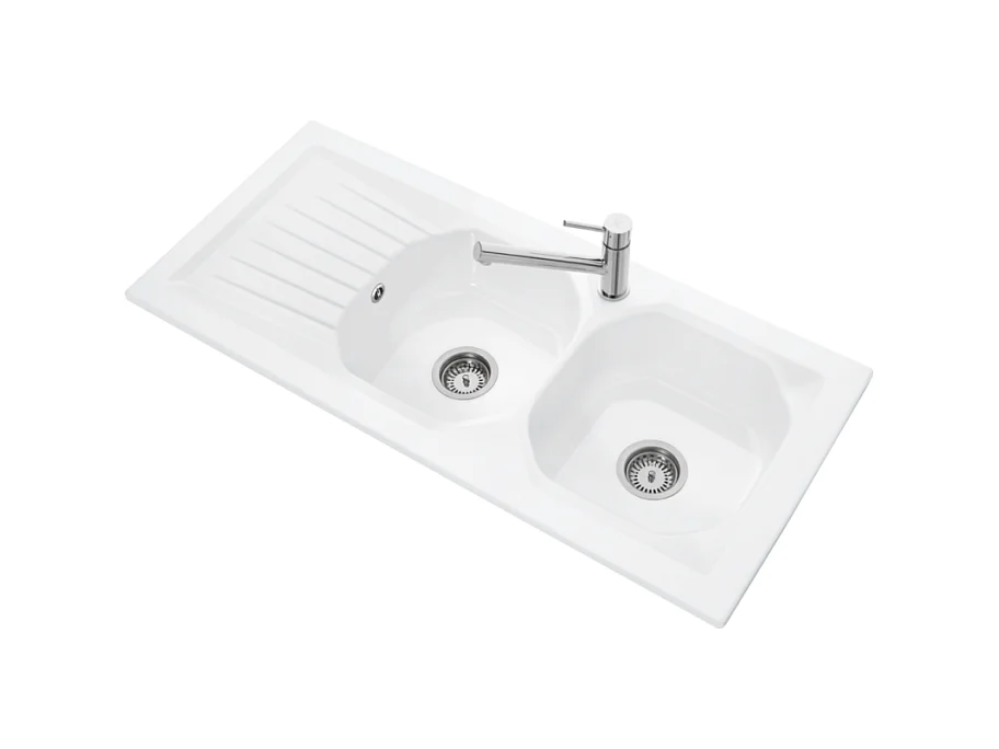 Evier céramique à encastrer 2 bacs 113x51cm VILLEROY ET BOCH Nestor plus