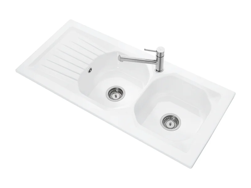 Evier céramique à encastrer 2 bacs 113x51cm VILLEROY ET BOCH Nestor plus