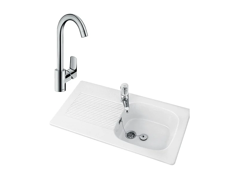 VILLEROY ET BOCH Evier 1 bac Tudor avec Mitigeur cuisine bec haut Logis