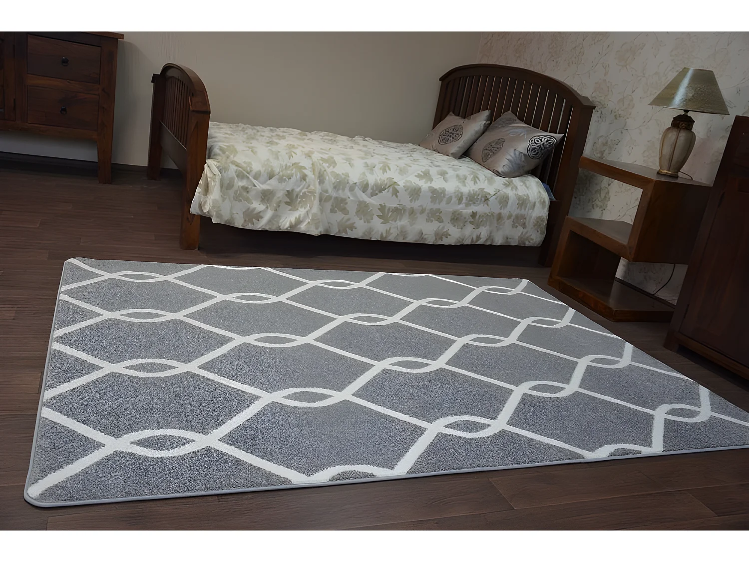 Tapis SKETCH - F934 gris et crème trellis 160x220 cm