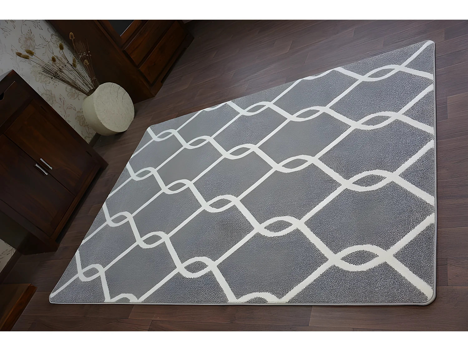 Tapis SKETCH - F934 gris et crème trellis 160x220 cm