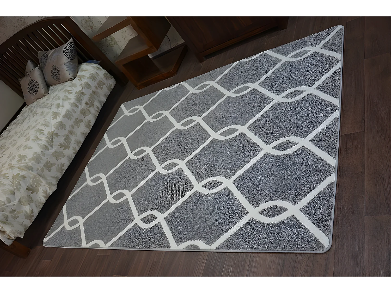Tapis SKETCH - F934 gris et crème trellis 160x220 cm