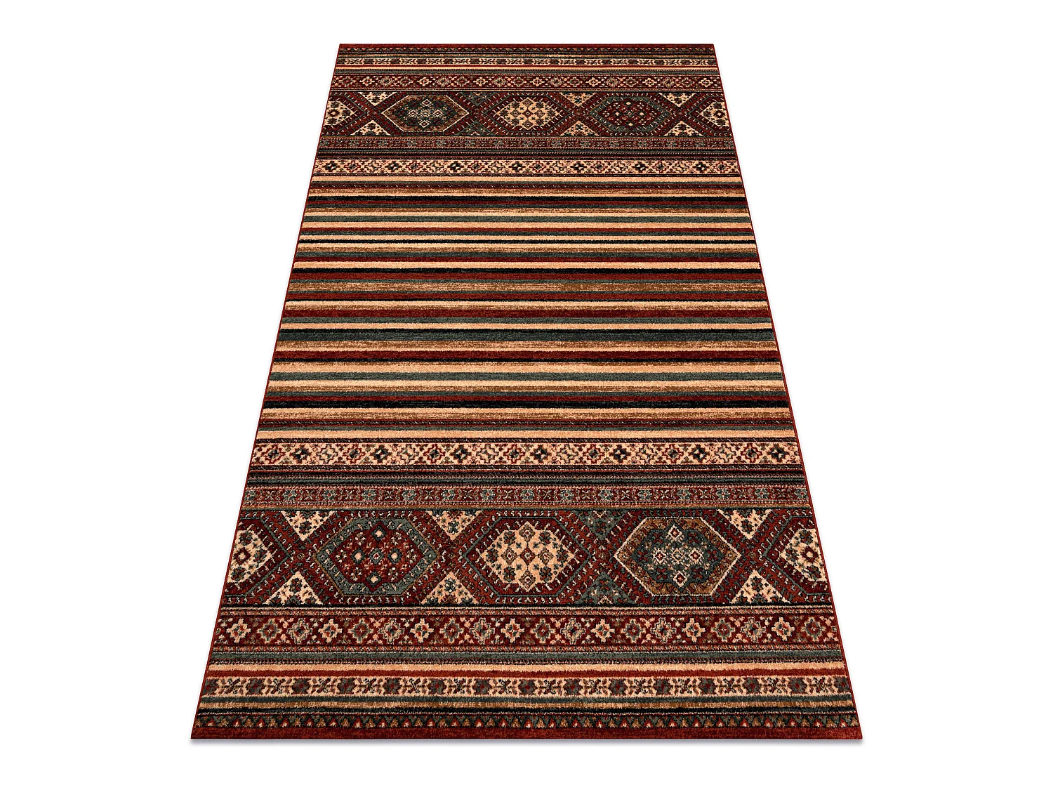 Wollen tapijt KASHQAI 4356 300 etnisch bordeaux rode kleur 80x160 cm