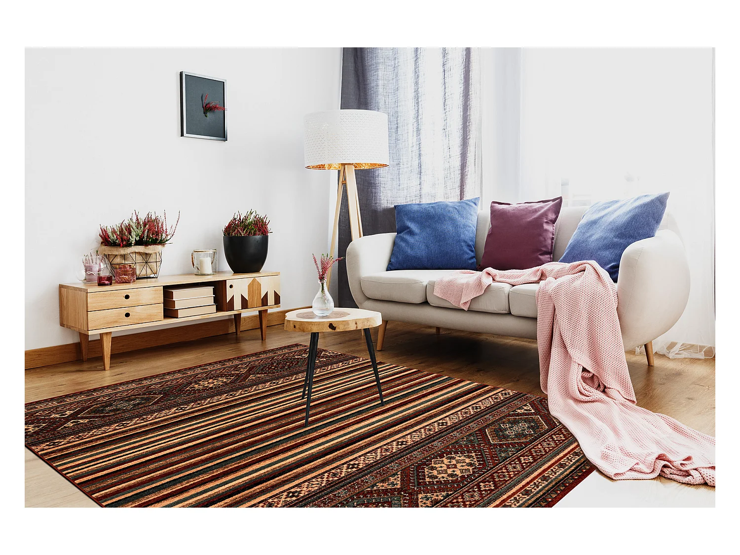 Tapis en laine KASHQAI 4356 300 ethnique bordeaux 80x160 cm