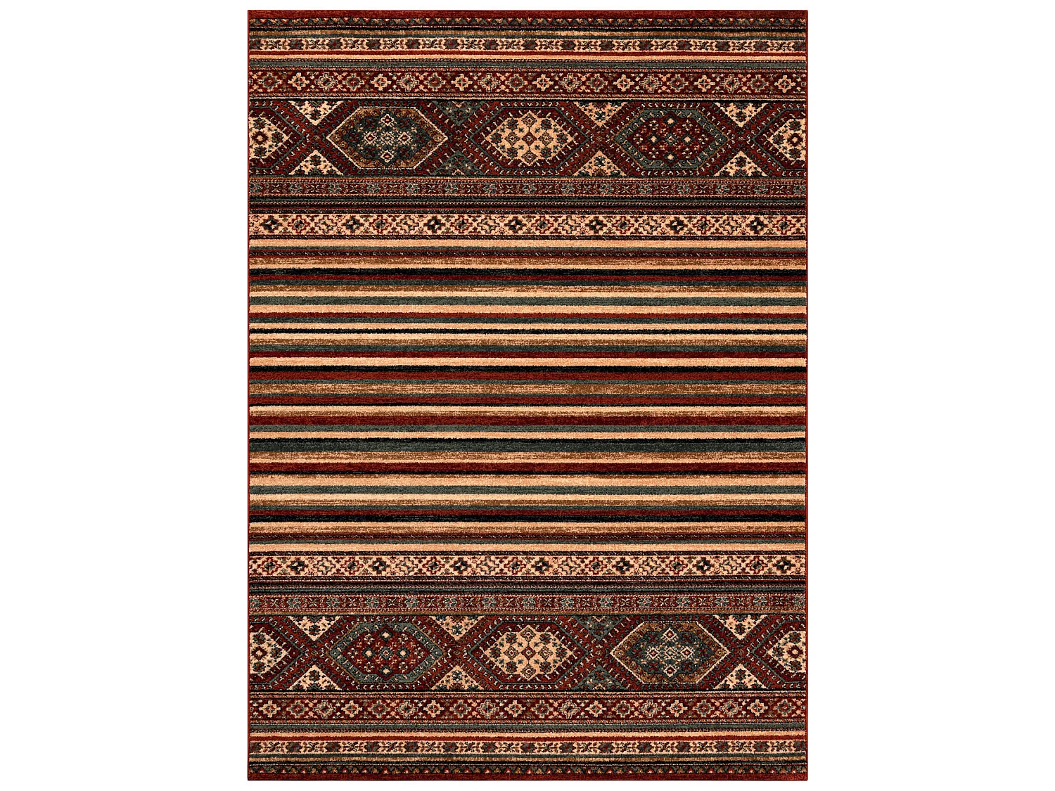 Wollen tapijt KASHQAI 4356 300 etnisch bordeaux rode kleur 80x160 cm