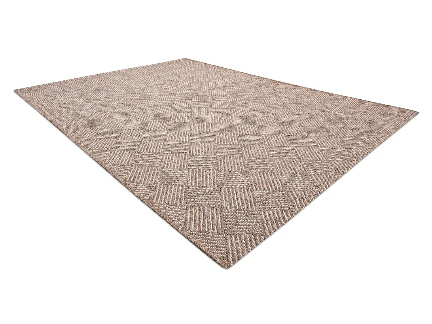 Tapijt HOUSE SISAL 40350 Ruit , plat te weven, wol efecte beige  180x270 cm