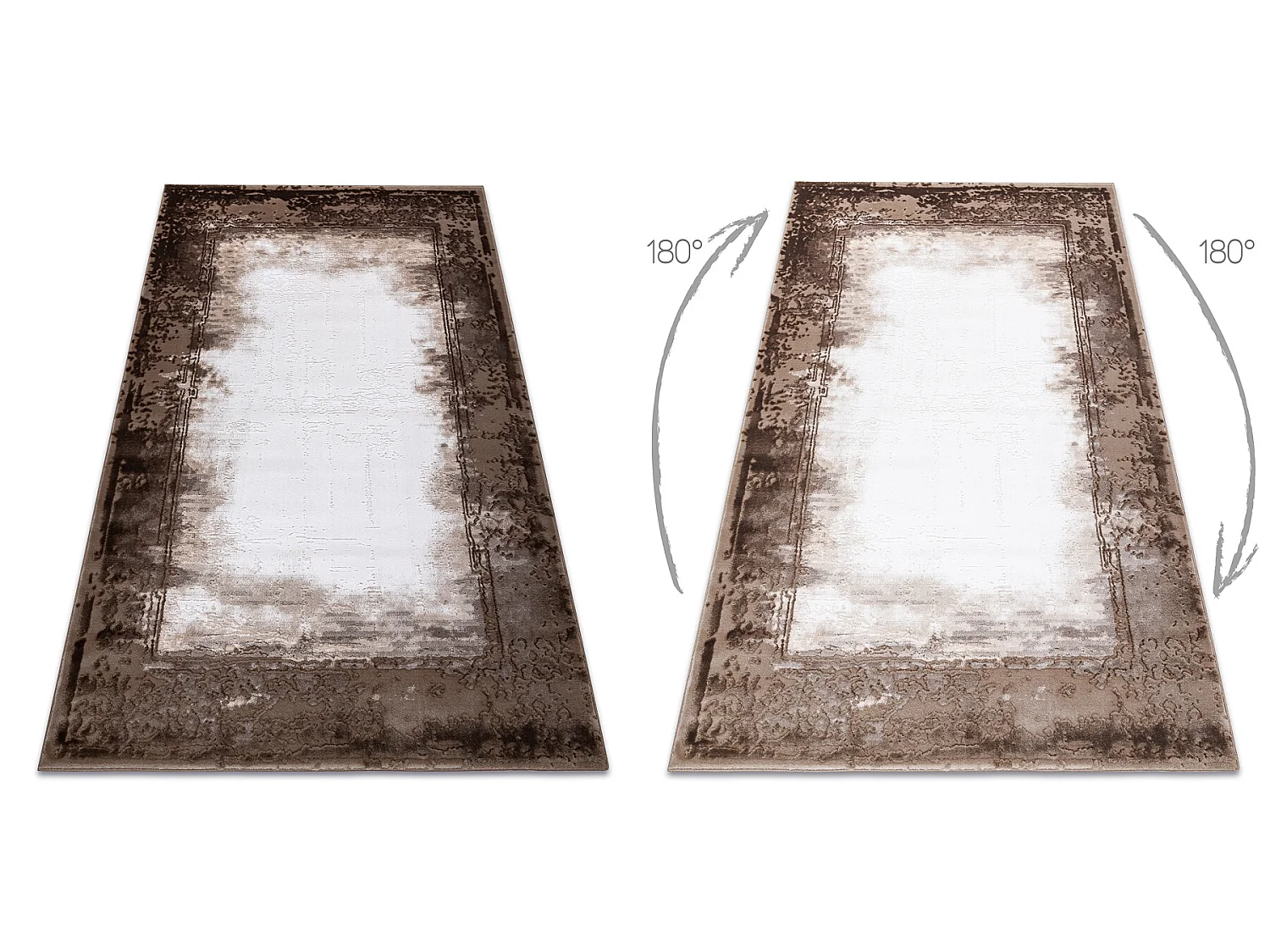 Tapijt ACRYL VALENCIA 036 KADER, gewreven , vintage ivoor / bruin 200x300 cm