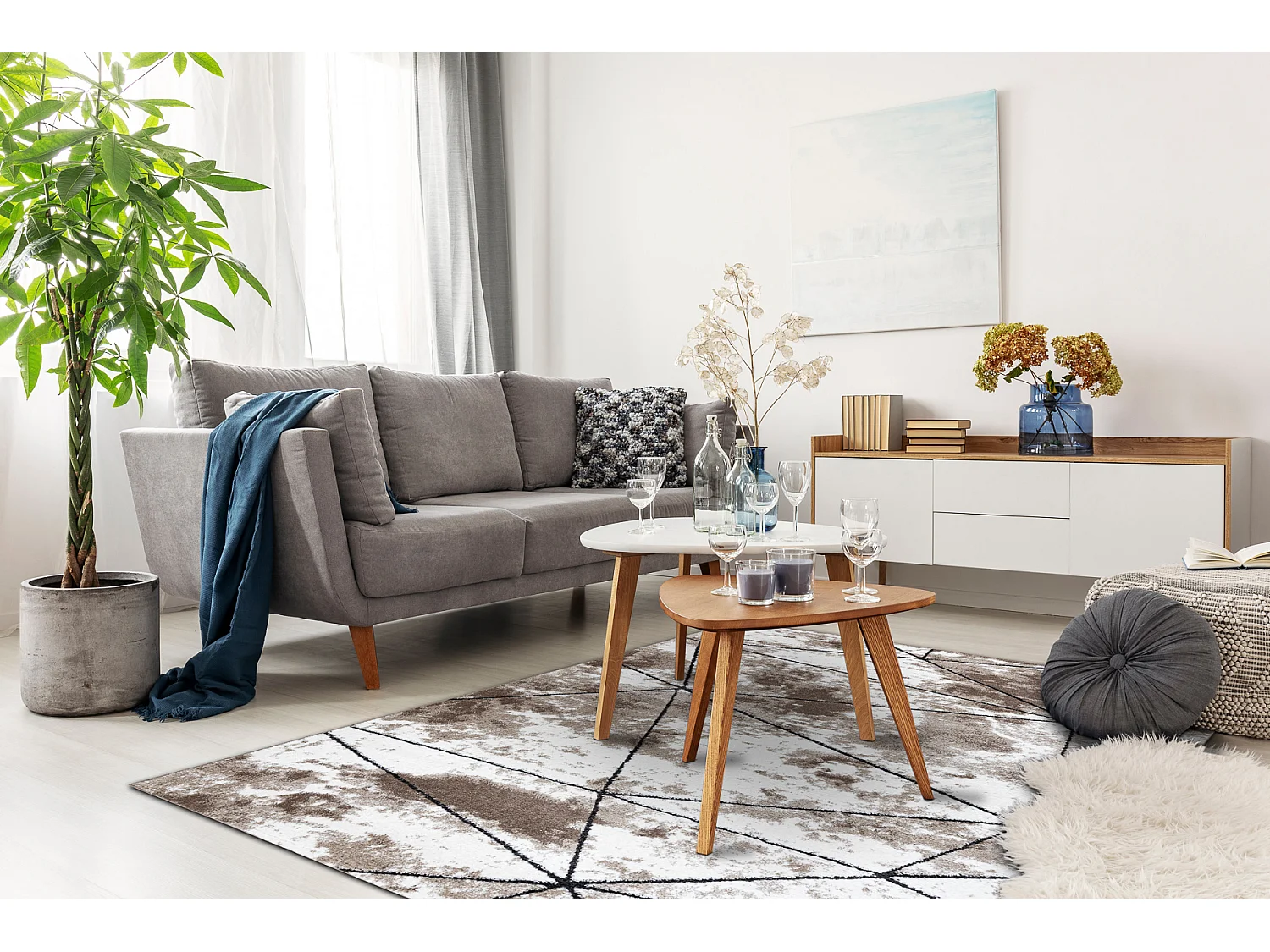 Tapijt modern COZY Polygons, geometrisch , drieho - Structureel, twee  160x220 cm