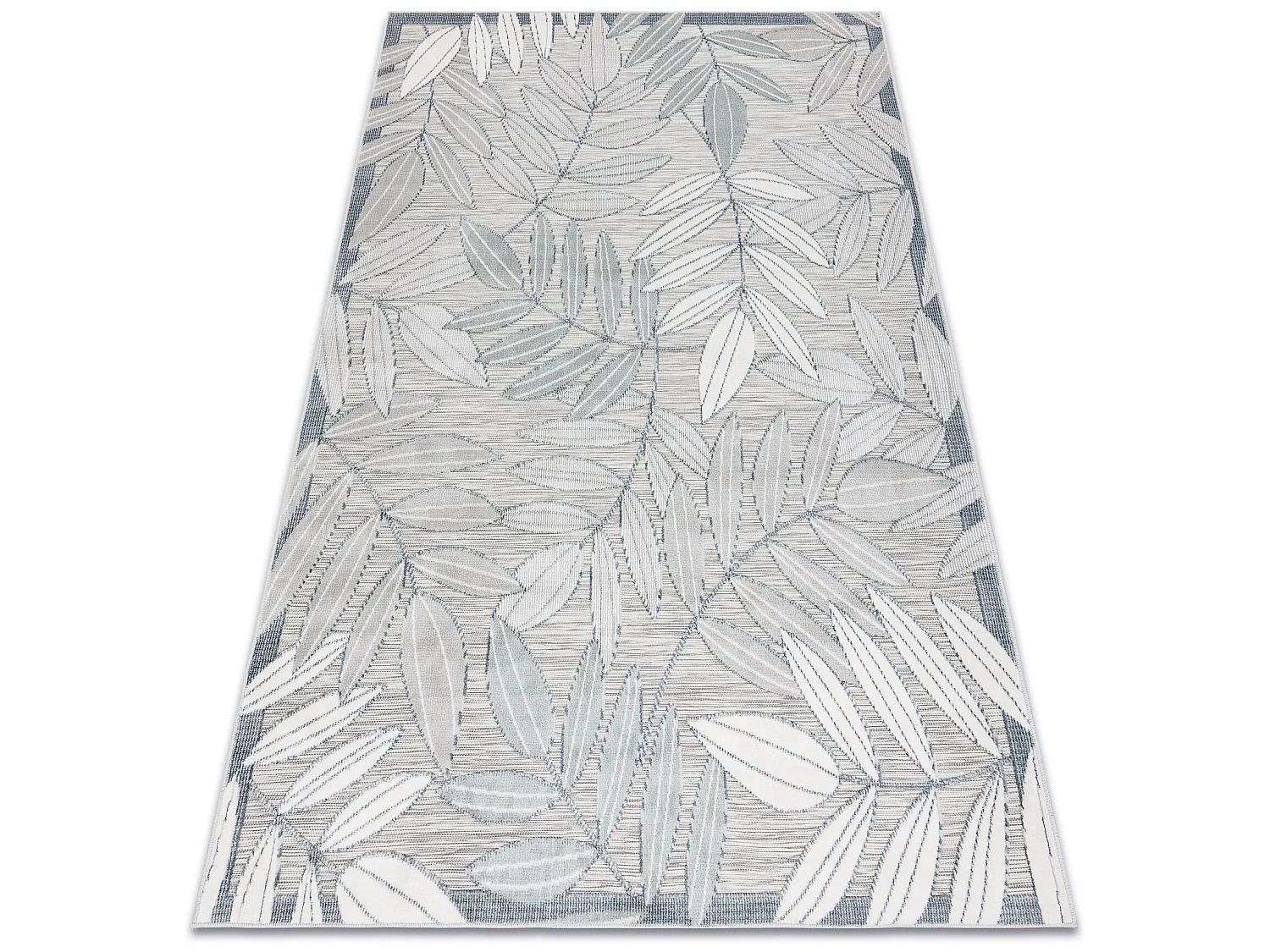 Tapis Structurel BOTANIC 65241 Feuilles tissé à plat sur balcon, ter 117x170 cm