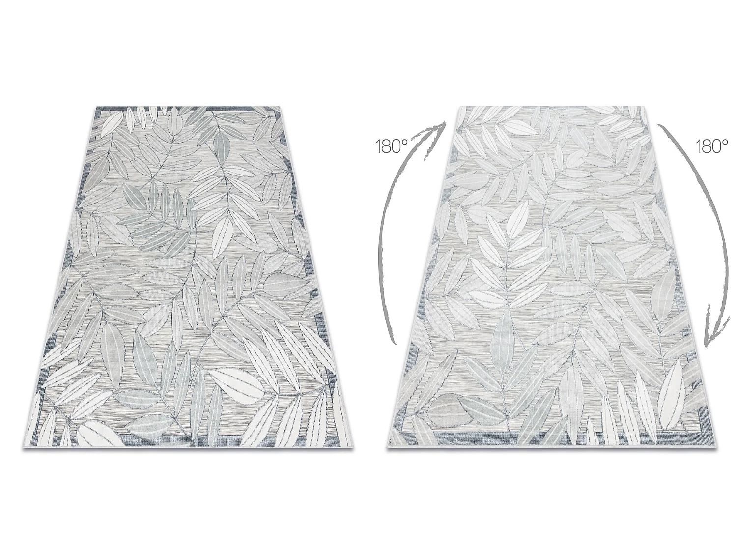 Tapis Structurel BOTANIC 65241 Feuilles tissé à plat sur balcon, ter 117x170 cm