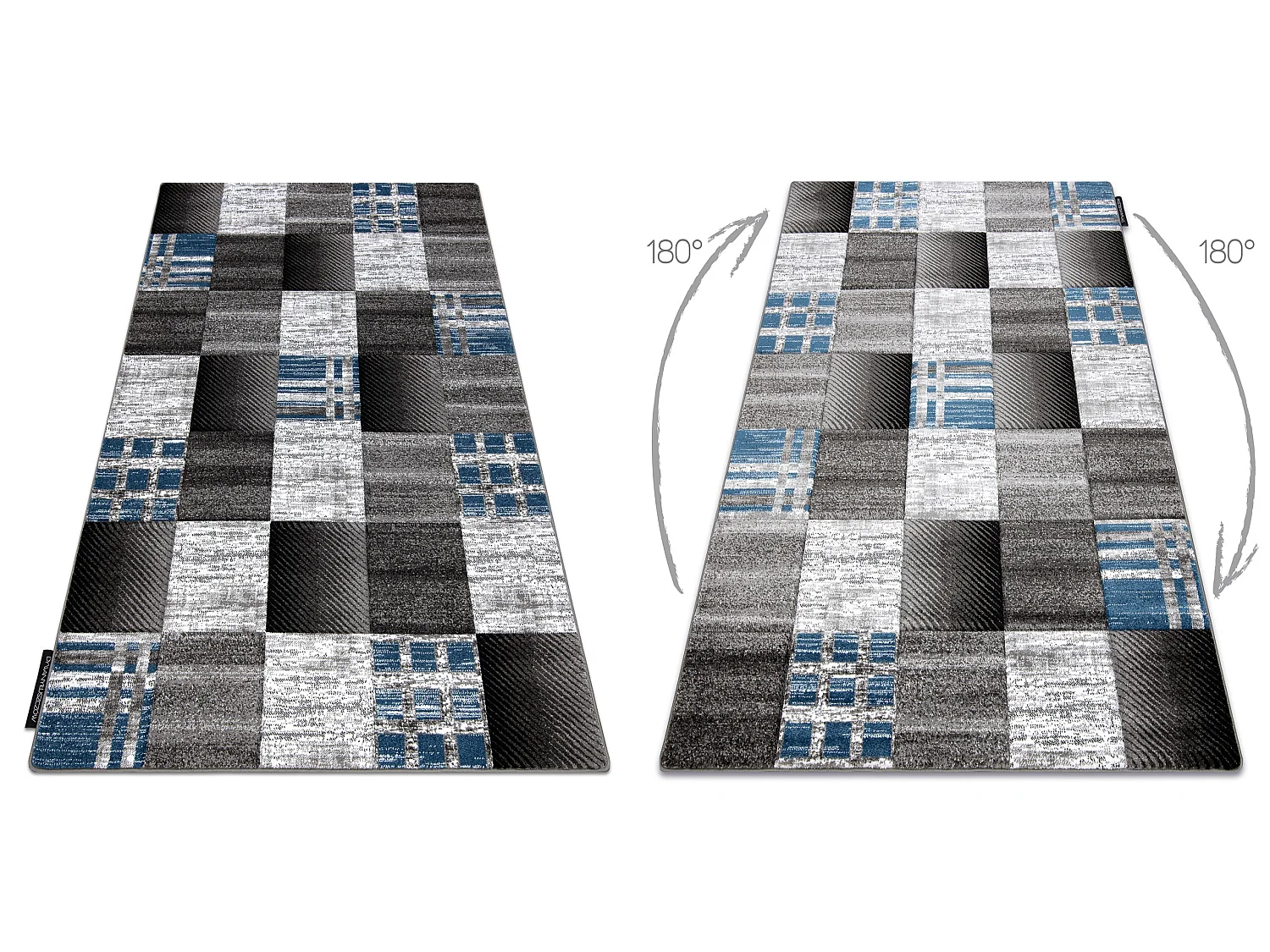 Tapijt ALTER Siena Vierhoeken , geruite blauw 180x270 cm