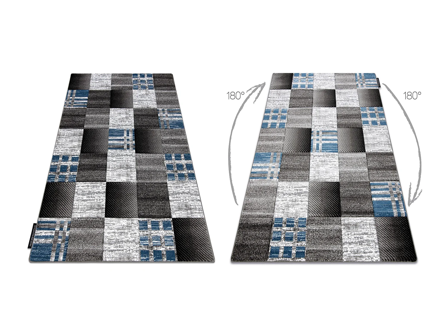 Tapijt ALTER Siena Vierhoeken , geruite blauw 180x270 cm