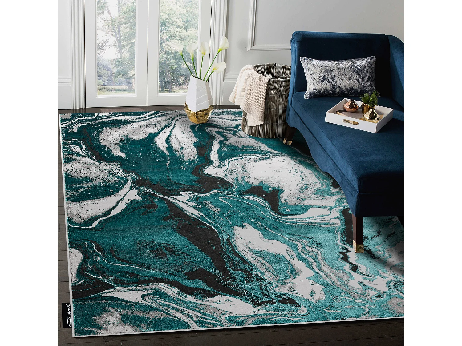 Tapis DE LUXE moderne 622 Abstraction - Structural vert / anthracite 240x330 cm