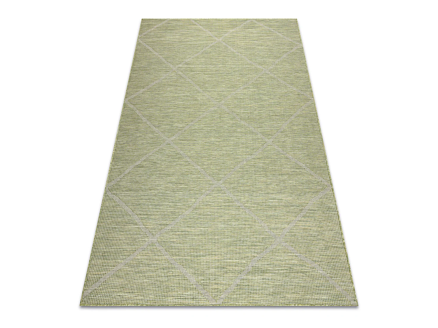 Tappeto SIZAL PATIO 3075 diamanti tessuto piatto verde / beige 175x270 cm