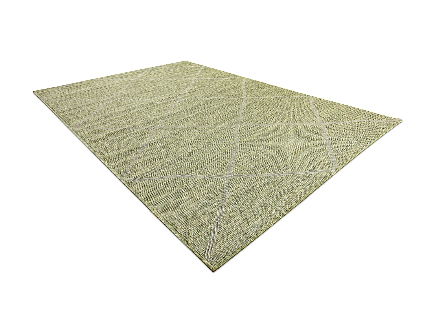 Tappeto SIZAL PATIO 3075 diamanti tessuto piatto verde / beige 175x270 cm