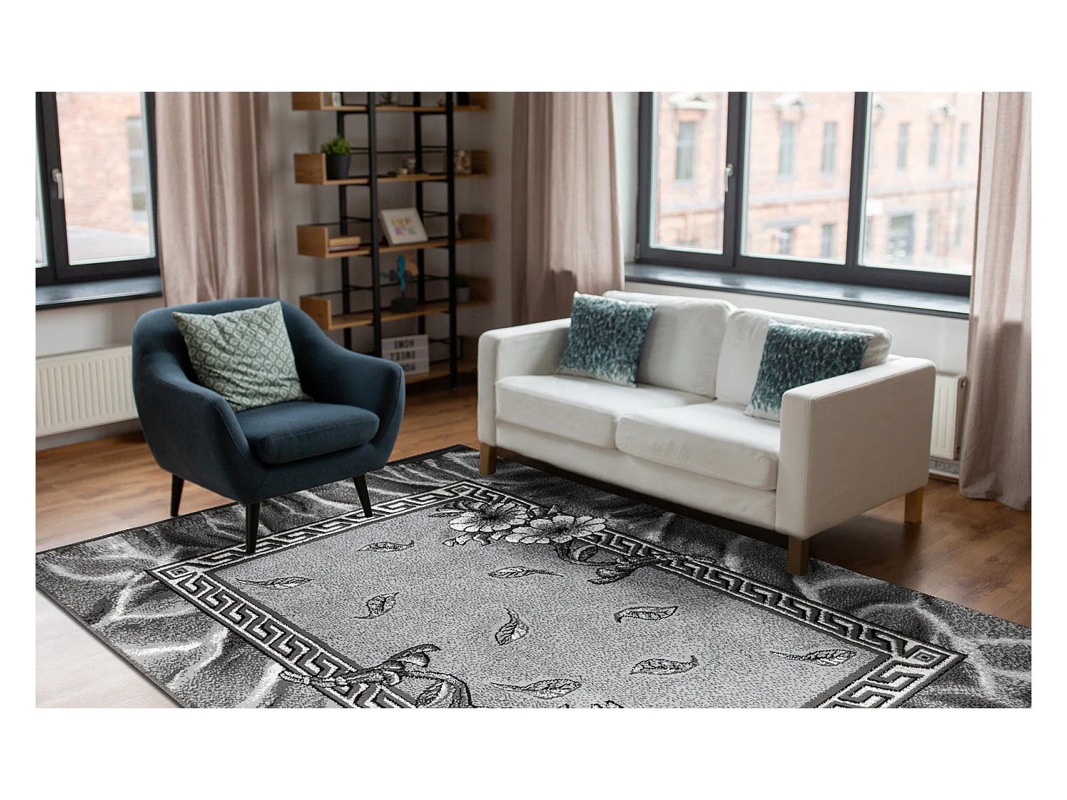 BCF Rug Morad TRIO fleurs, feuilles classique - gris 160x220 cm