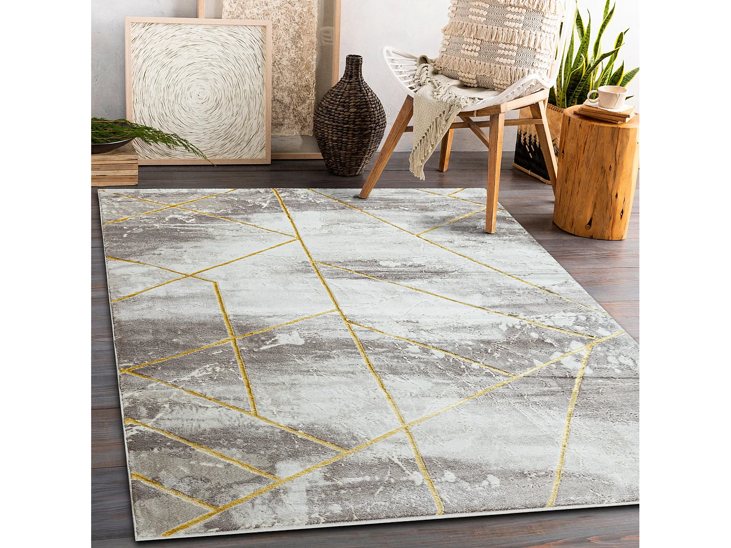 Tapijt CORE 1818 Geometrisch - structureel, twee lagen vlies, ivoor /  240x330 cm