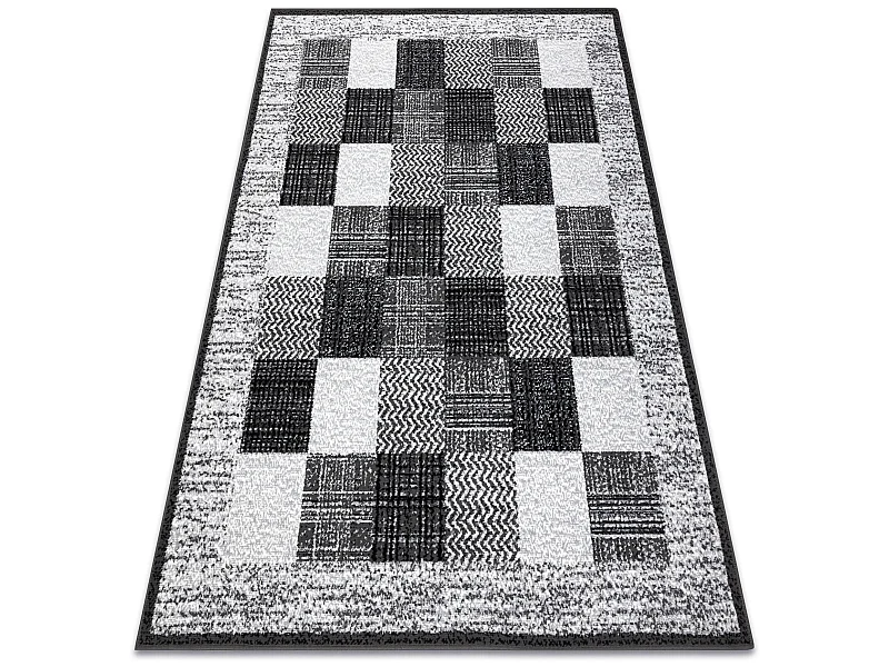 BCF Tapis Morad RAFIA Rectangles, géométrique - gris 300x400 cm