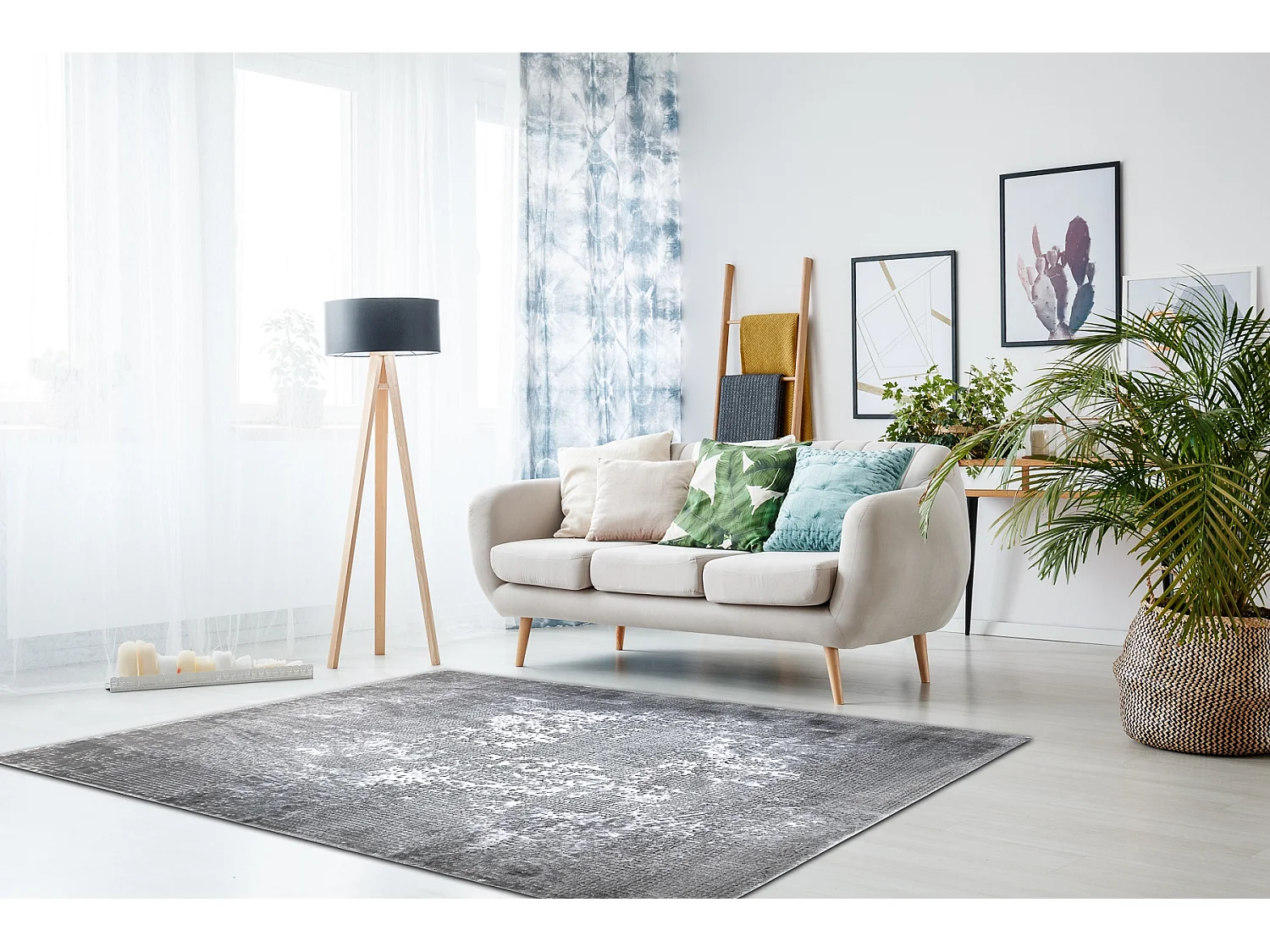 Tapijt modern ACRYL VALENCIA 9993 ivoor / grijskleuring 240x350 cm