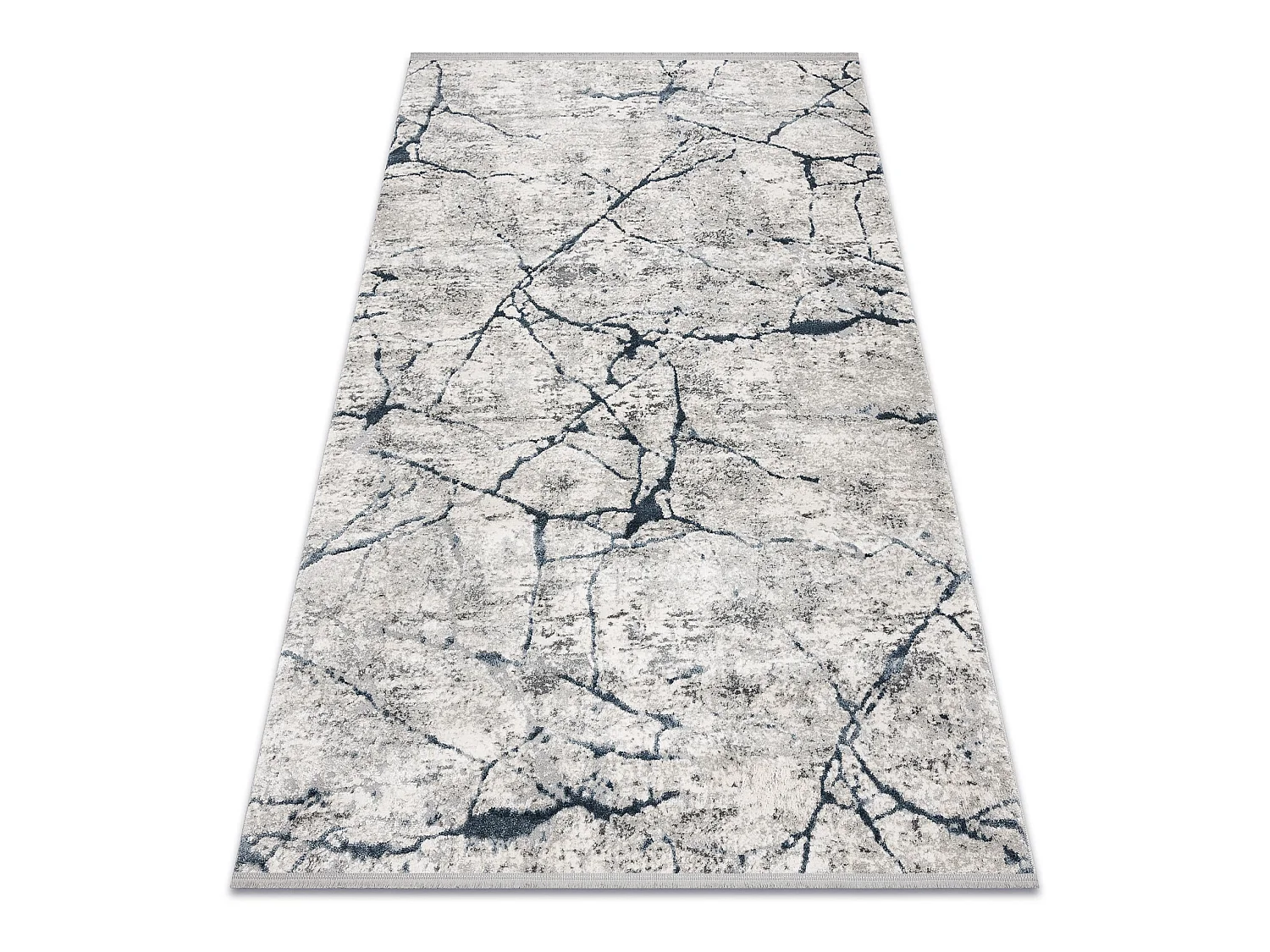 Tapis TULS structural, franges 51320 moderne, Marbre ivoire / bleu 240x330 cm