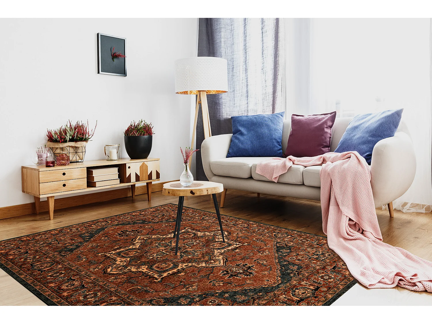 Tapis en laine KASHQAI 4354 501 Rosette, oriental terre cuite 67x130 cm