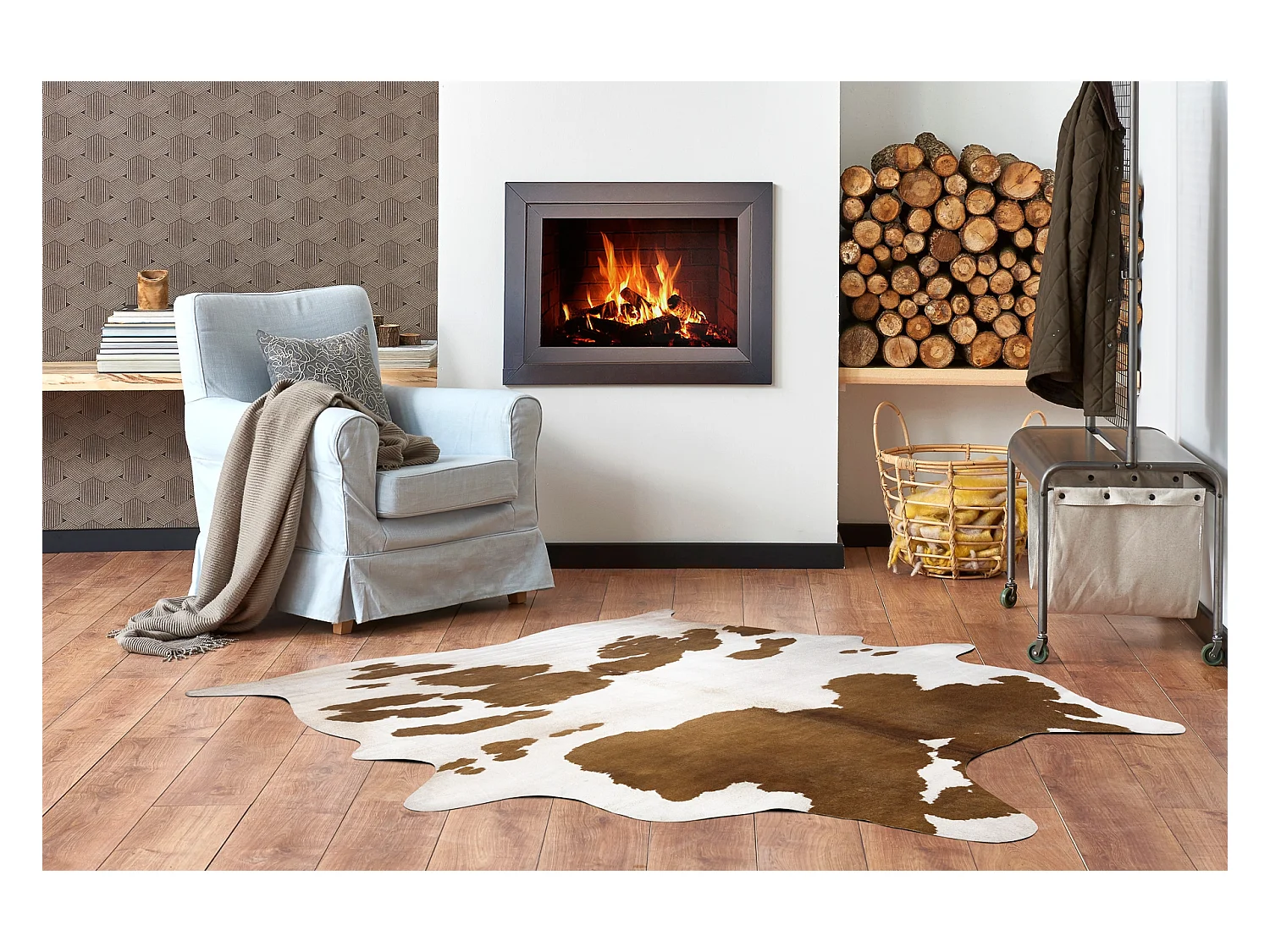 Tapis Imitation Peau de vache, Vache G5069-2, cuir marron 155x195 cm