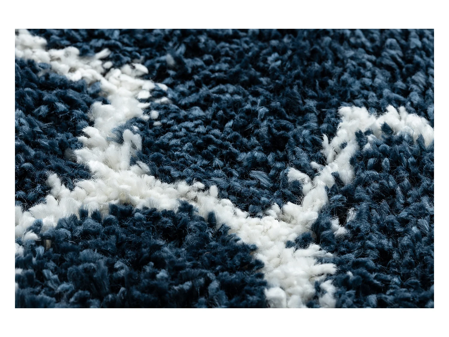 Tapis UNION 3488 Trèfle marocain Trellis bleu et crème Franges berb� 160x220 cm