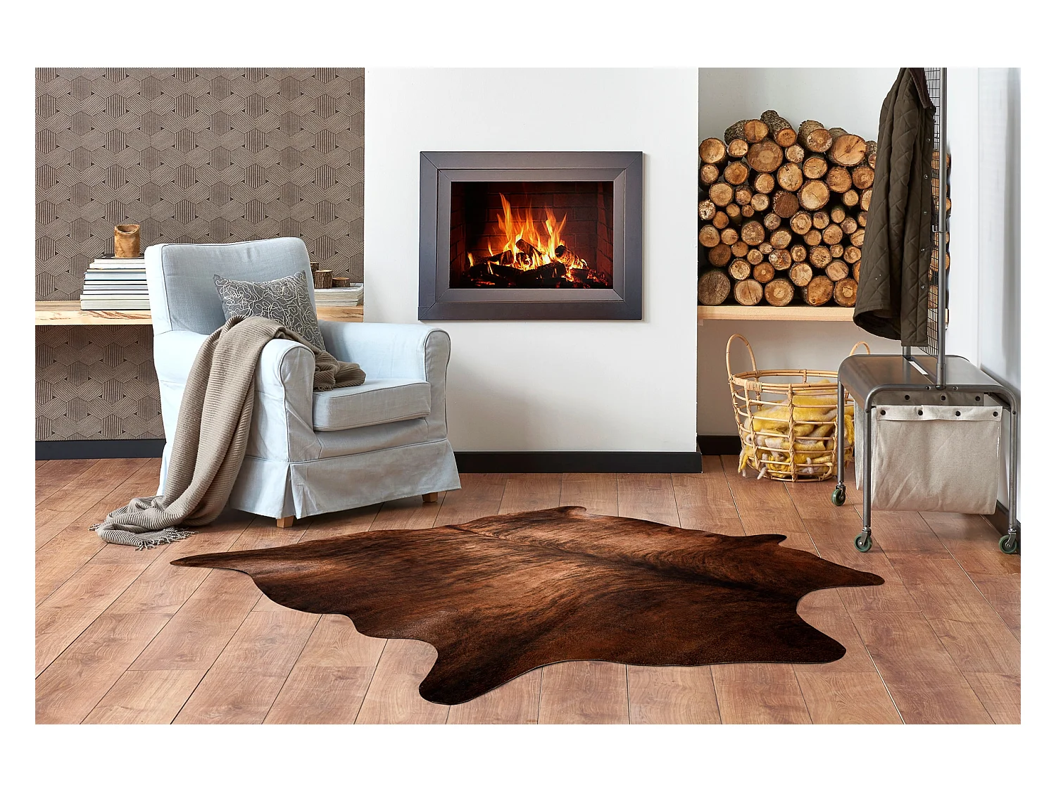 Tapijt Kunstleer Imitatie rundleer , G5067-3 Bruine leer  180x220 cm