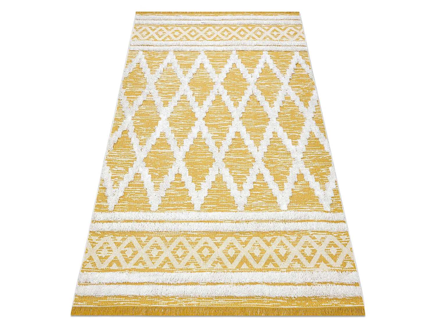 Tapis ECO SIZAL BOHO MOROC Diamants 22297 franges  - deux niveaux de m 117x170 cm