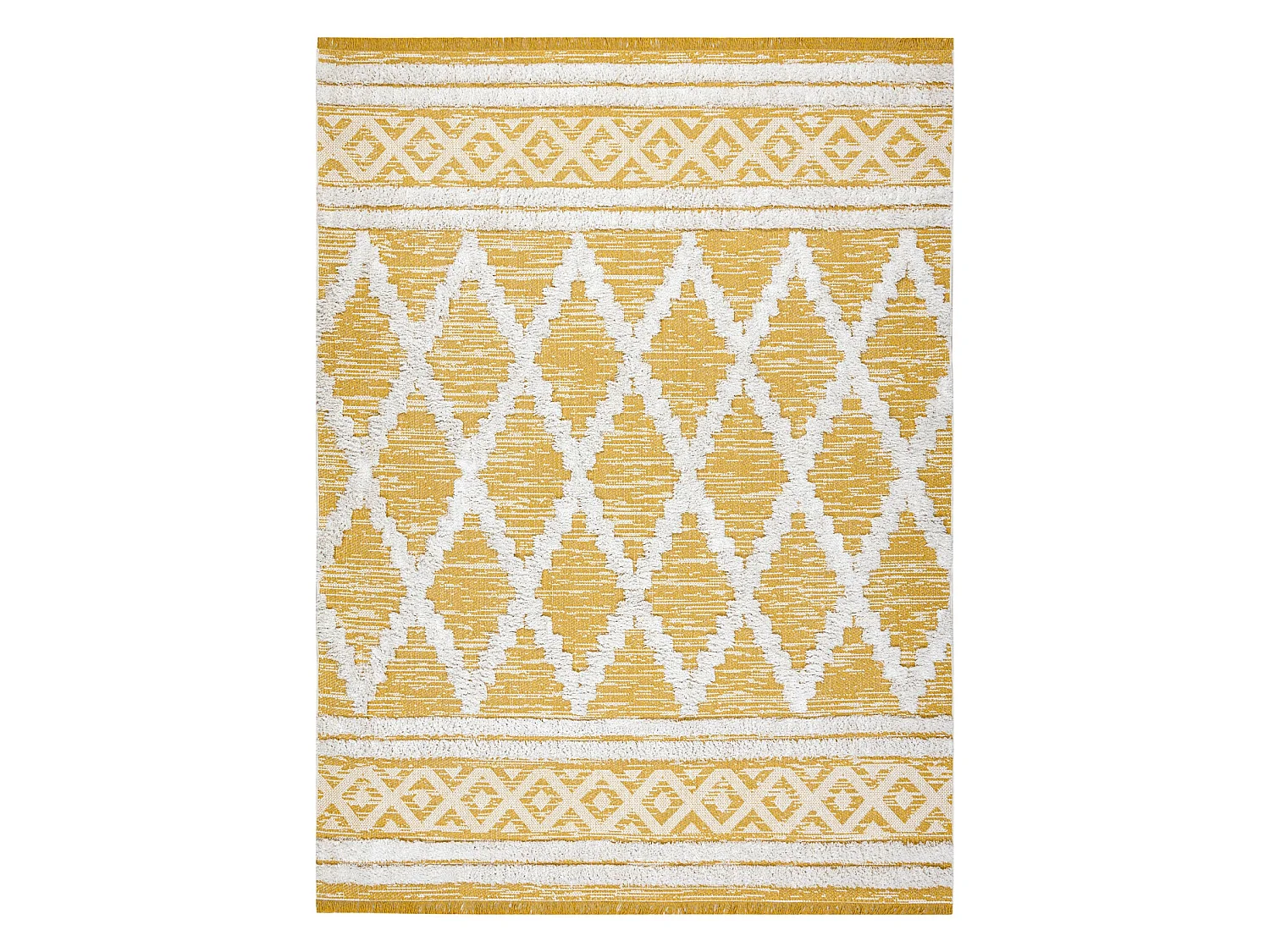 Tapis ECO SIZAL BOHO MOROC Diamants 22297 franges  - deux niveaux de m 117x170 cm