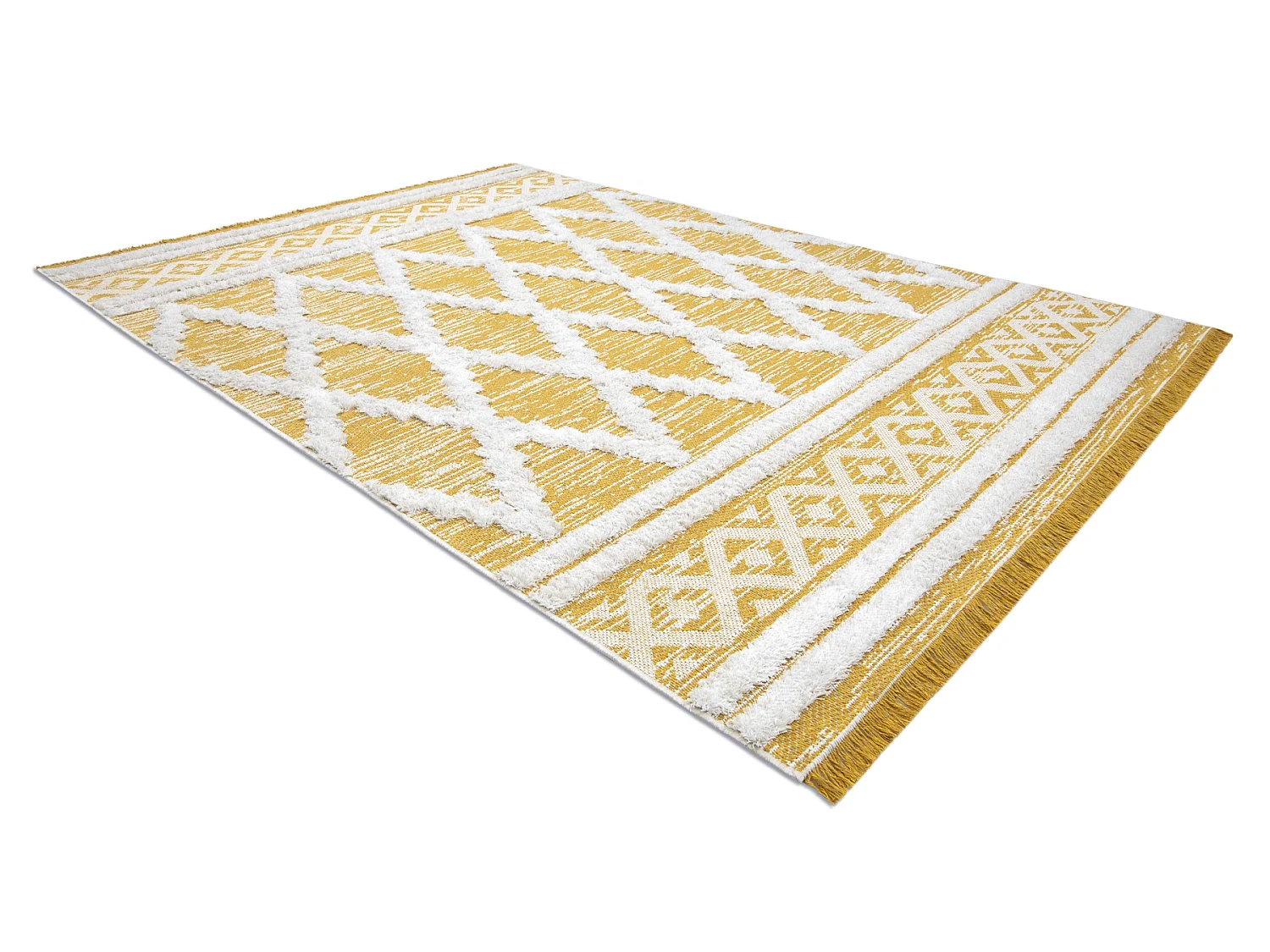Tapis ECO SIZAL BOHO MOROC Diamants 22297 franges  - deux niveaux de m 117x170 cm